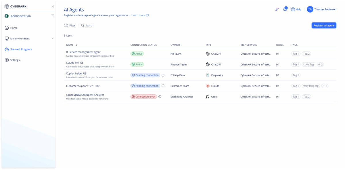 Idira Secure AI Agents Dashboard