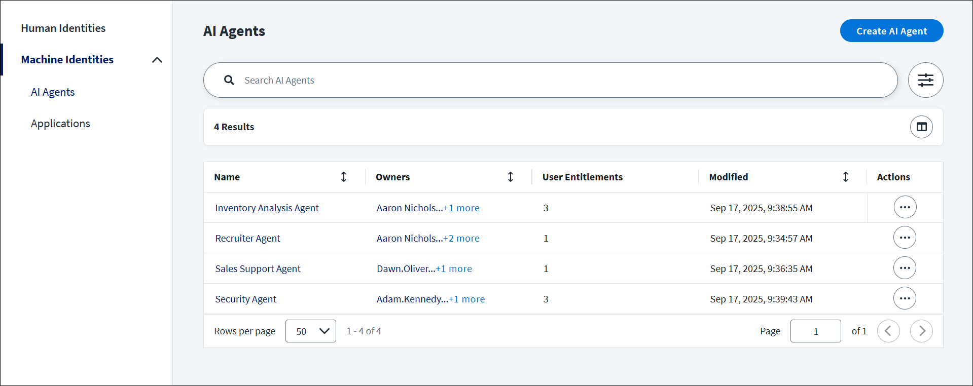 SailPoint Agent Identity Security Dashboard