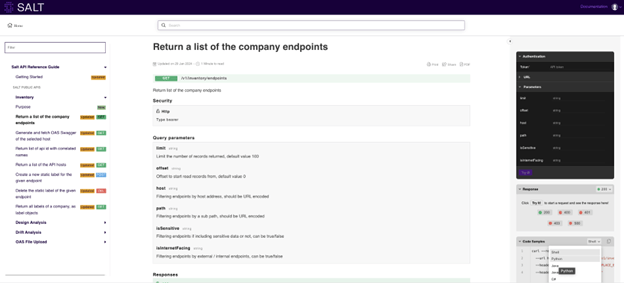 Salt Security Dashboard