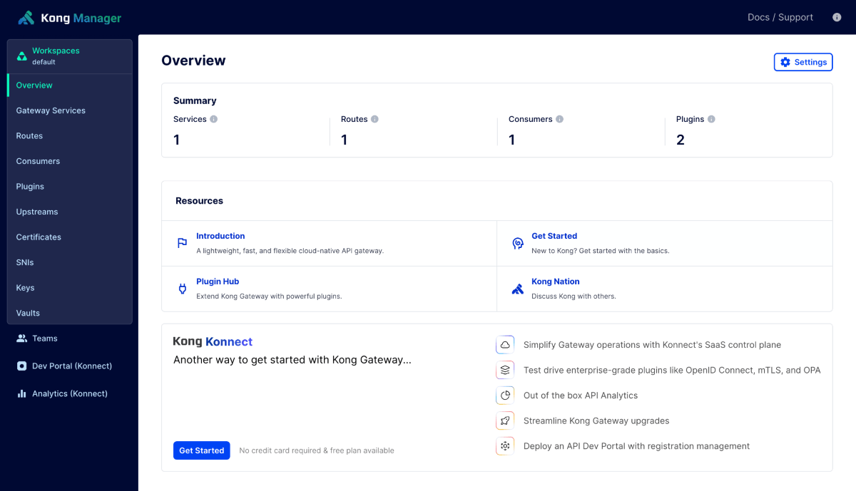 Kong Gateway Dashboard