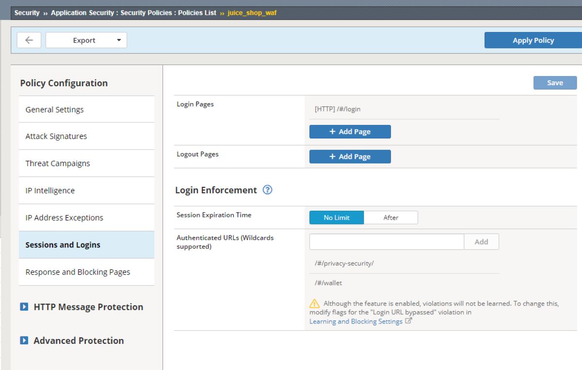 F5 BIG-IP Advanced dashboard