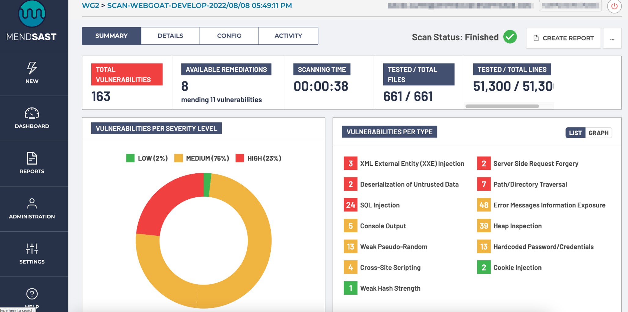 Mend Platform Dashboard