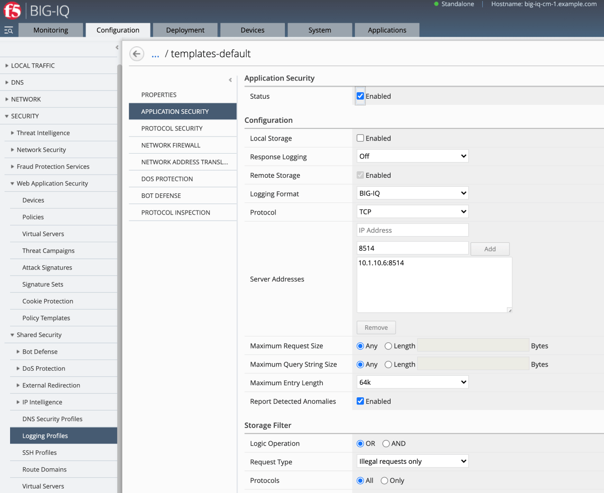 F5 BIG-IP Advanced WAF dashboard