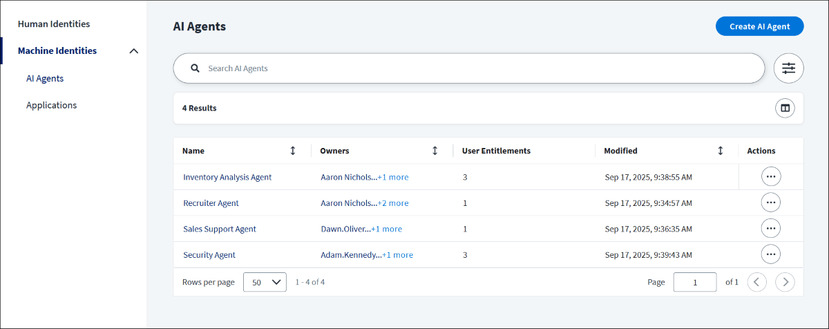 SailPoint Agent Identity Security Dashboard