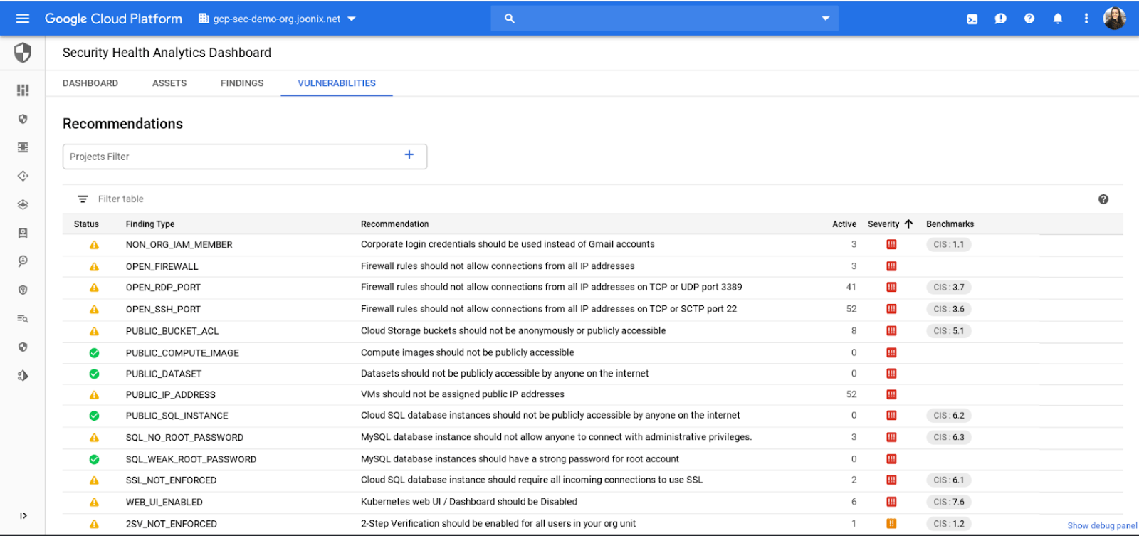 Google Cloud Armor dashboard
