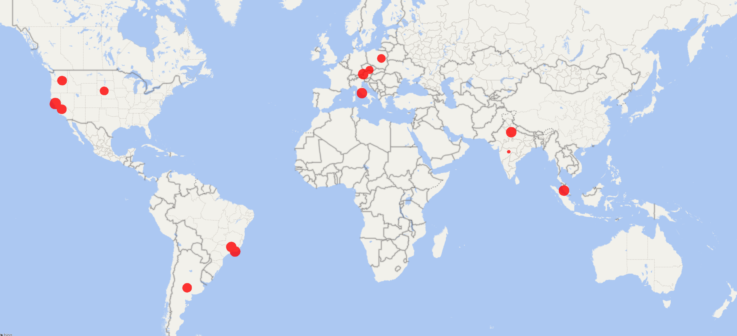 Geographic distribution of devices used by BrickerBot.2 to perform attacks