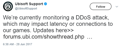 Ubisoft Acknowledging DDoS Attacks