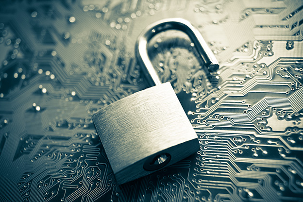 security lock on computer circuit board