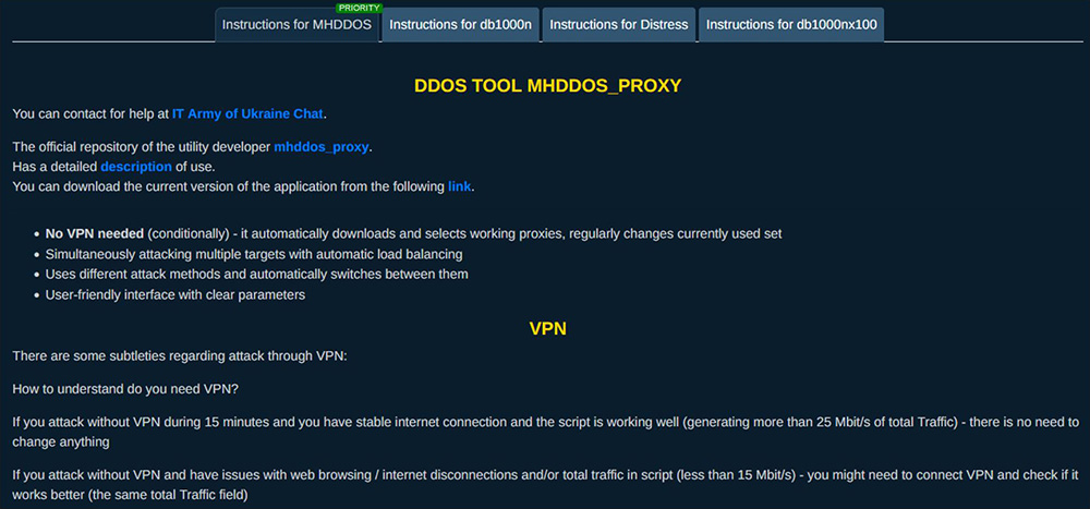 Figure 7: IT Army of Ukraine Expert Tools