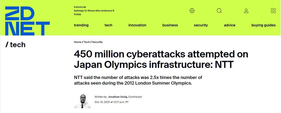 Figure W: 450 million attempts of cyber attacks on the game's infrastructure in Japan.