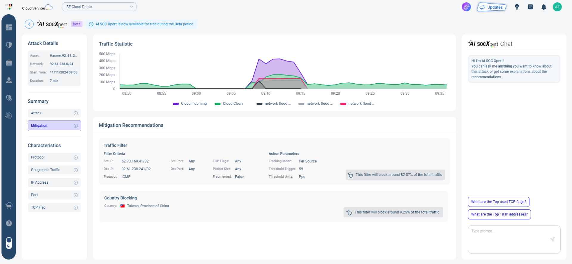 Figure 1.2: AI SOC Xpert detailed list of remediations to an ongoing incident.