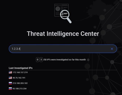 Image: Search Source IP in Threat Intelligence Center