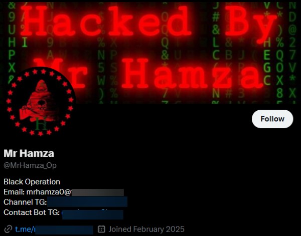 Figure 1: Mr Hamza's X account (source: X)