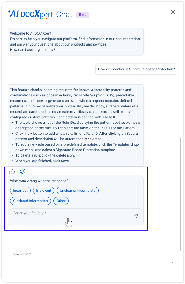 A feedback option