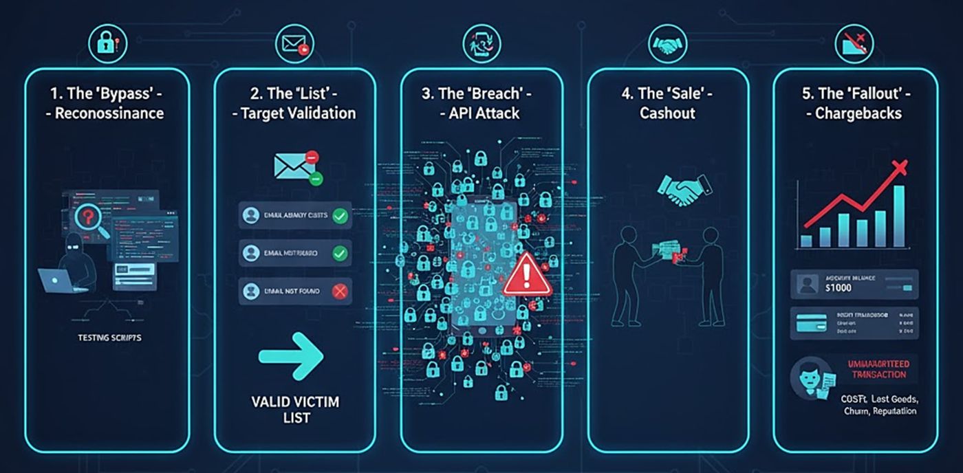 Figure 1: Credential Stuffing cashout kill chain (Source: Radware)