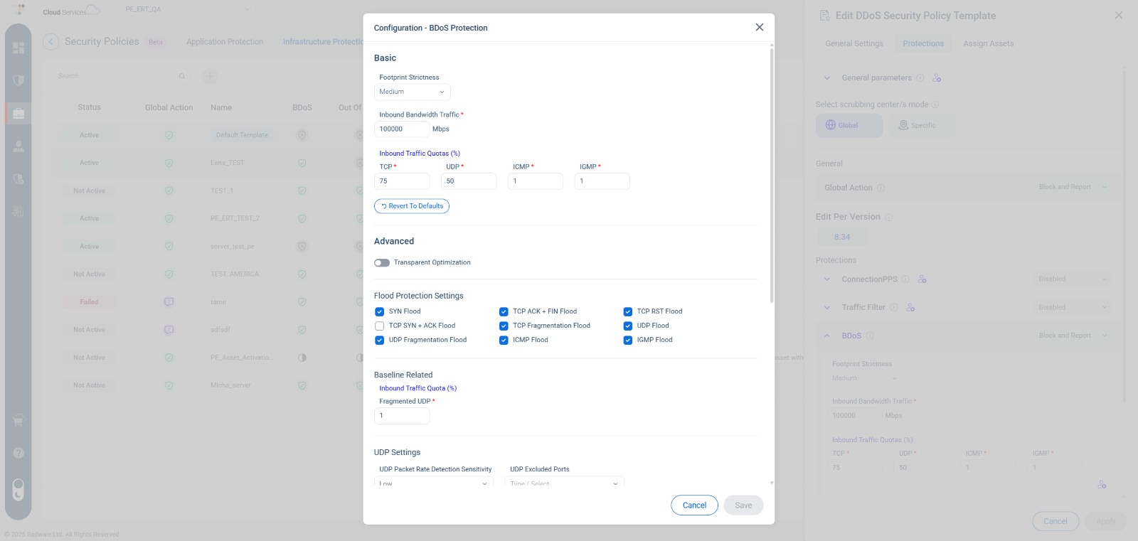 Security Policies. Configurations